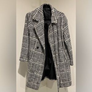 Nasty Gal Black & White Plaid Coat